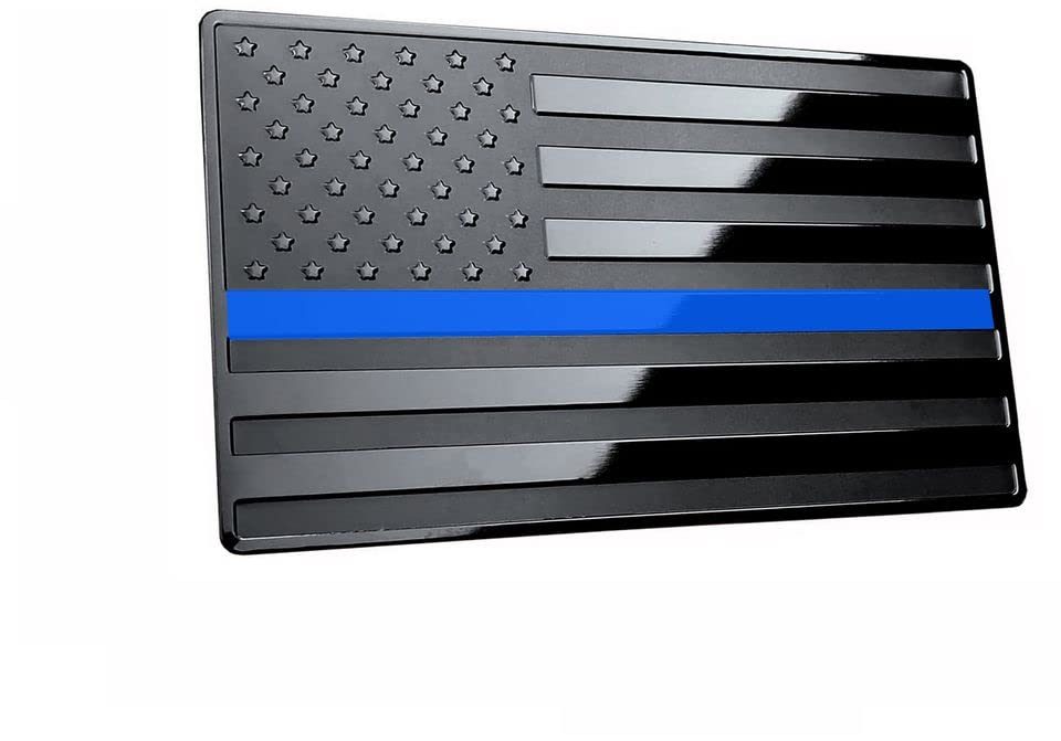 Lfparts Usa Stainless Steel Metal Flag For Cars, Trucks Show Support Of Police And Law Enforcement Officers (3.12'' X 2'', Black