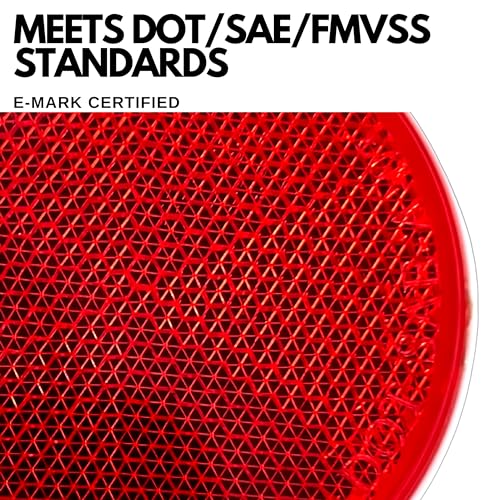 [Qty 2] [Red] 2'' Inch Round Reflector Bike,Trailer, Truck, Boat, Mailbox, Construction, Equipment, Rv, Camper With Super Strong
