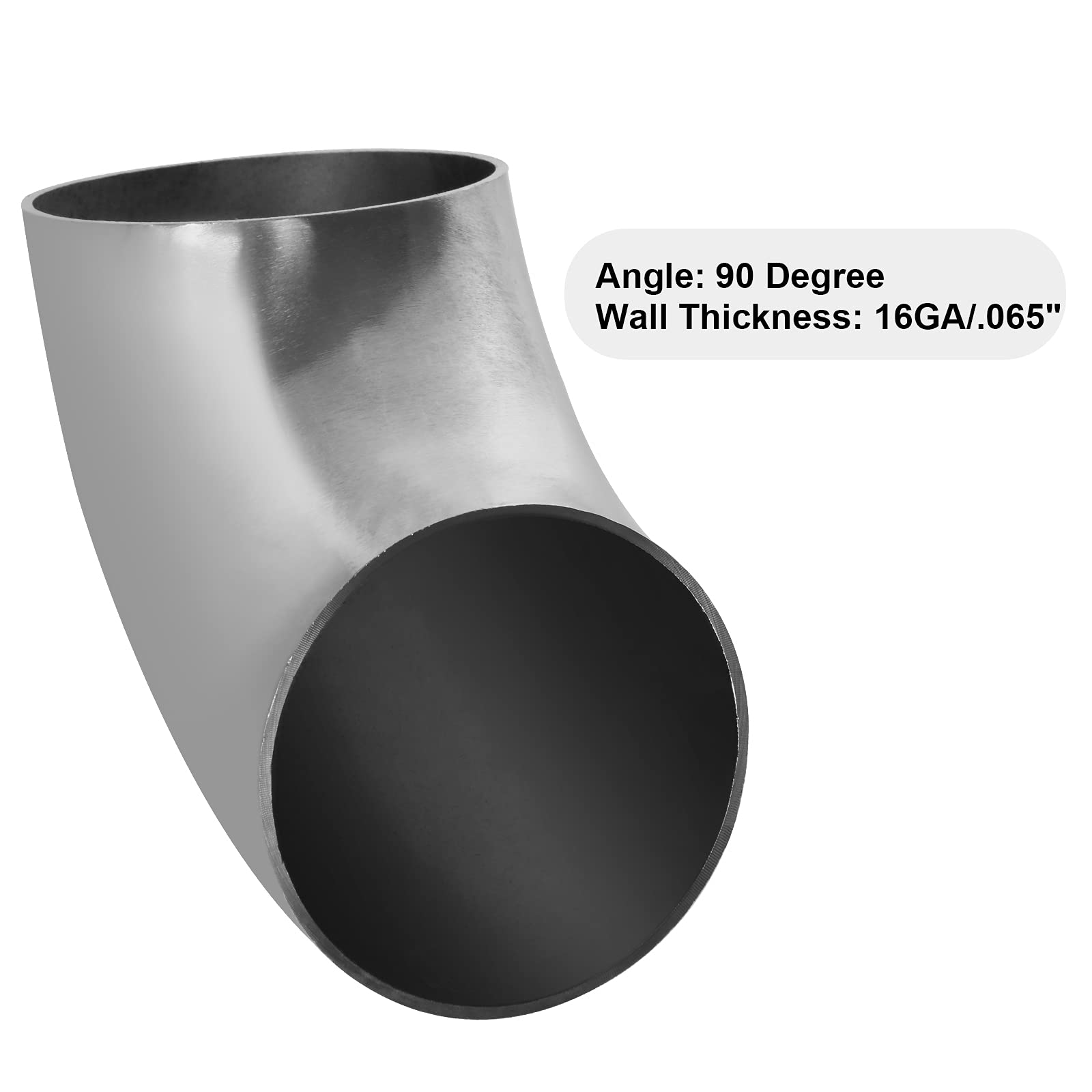 Zoeyes 4 Pcs Stainless Steel Exhaust Elbow, 2.5”Mandrel Bend Elbow - Thickness 16Ga/.065”Wall, Ss304 Stainless Elbow For Car Modified Exhaust Elbow Pipe, Stair Handrail, 90 Degree