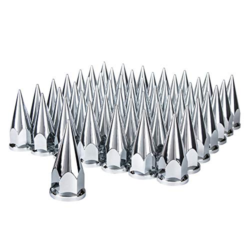 United Pacific 10570Cb - Wheel Lug Nut Cover Set - 33Mm X 4 7/8'' Chrome Plastic Super Spike Nut Cover - Push-On (60 Pack