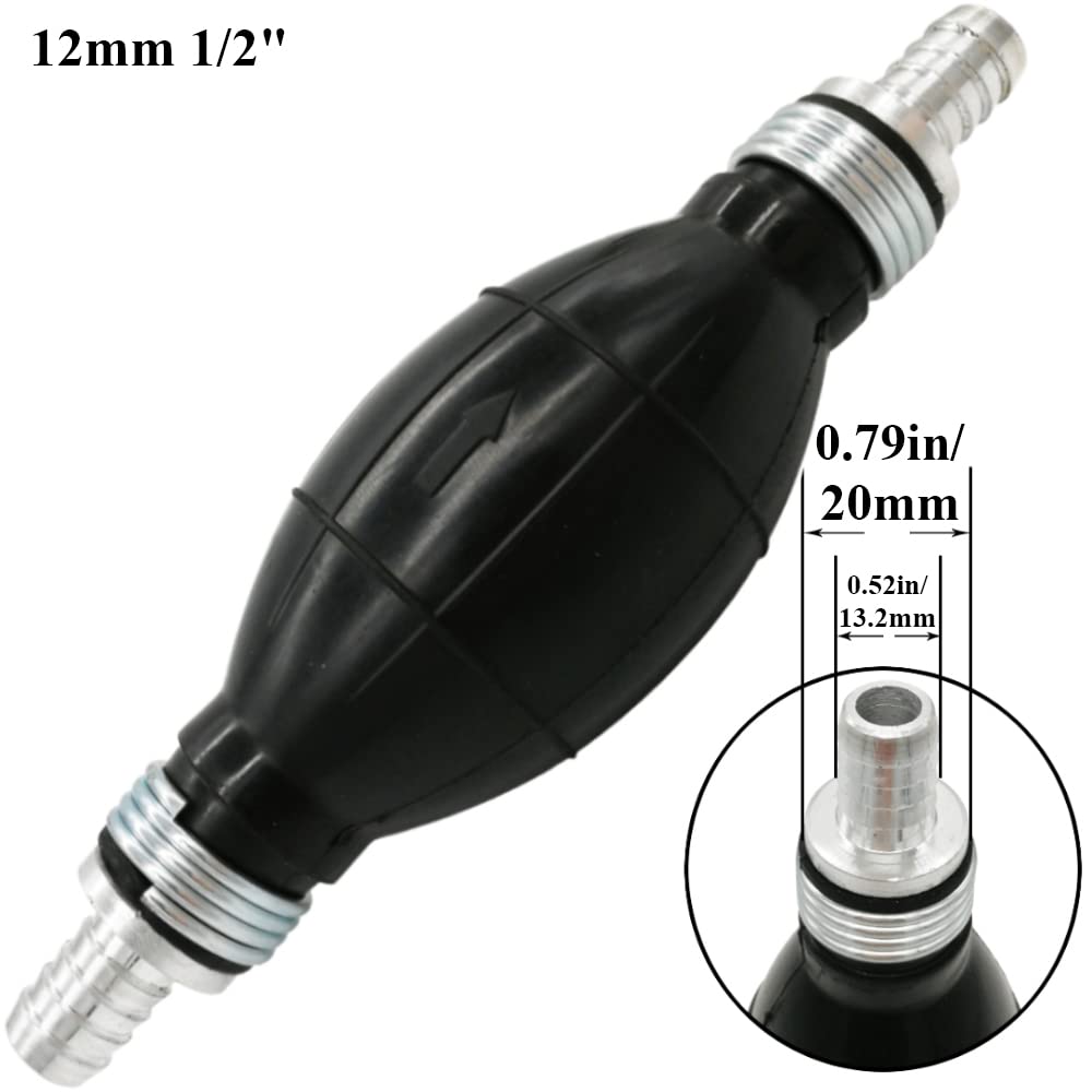 Automotive-leader 12mm 1/2'' Black Bulb Type Rubber Fuel Transfer Vacuum Fuel Line Hand Primer Gasoline Petrol Diesel Pump Bulb