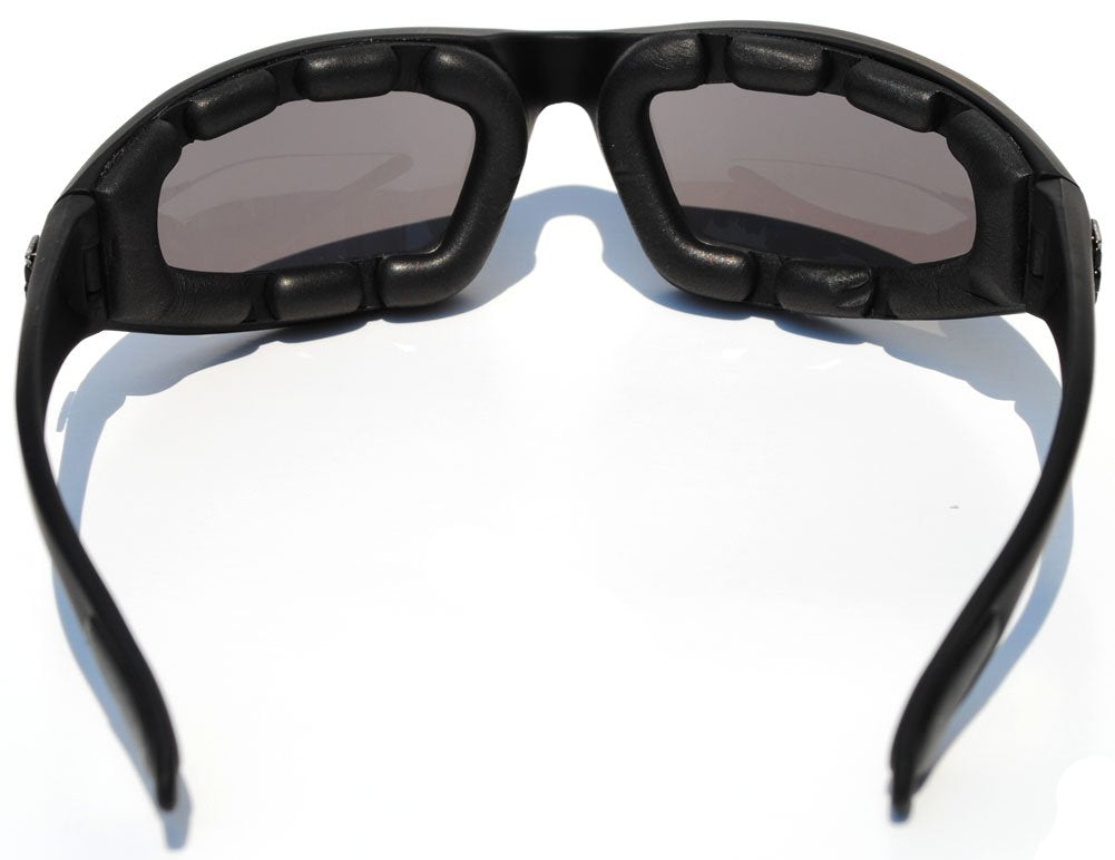 Choppers Padded Motorcycle Glasses - Black Frame, Yellow Lenses, Medium Size, Night Driving, Riding Safety Eyewear