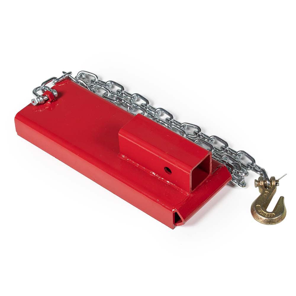 Titan Attachments Single Forklift 2'' Hitch Receiver, Pallet Fork Blade Insert, Fork Mounted Trailer Towing Adapter With Safety 