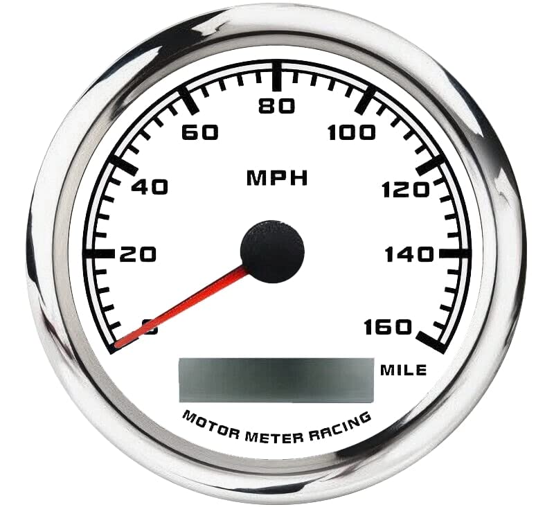 Motor Meter Racing W Pro 85Mm 3-3/8'' Gps Speedometer Digital Odometer 160 Mph Waterproof White Dial Red Led For Car Truck Marin
