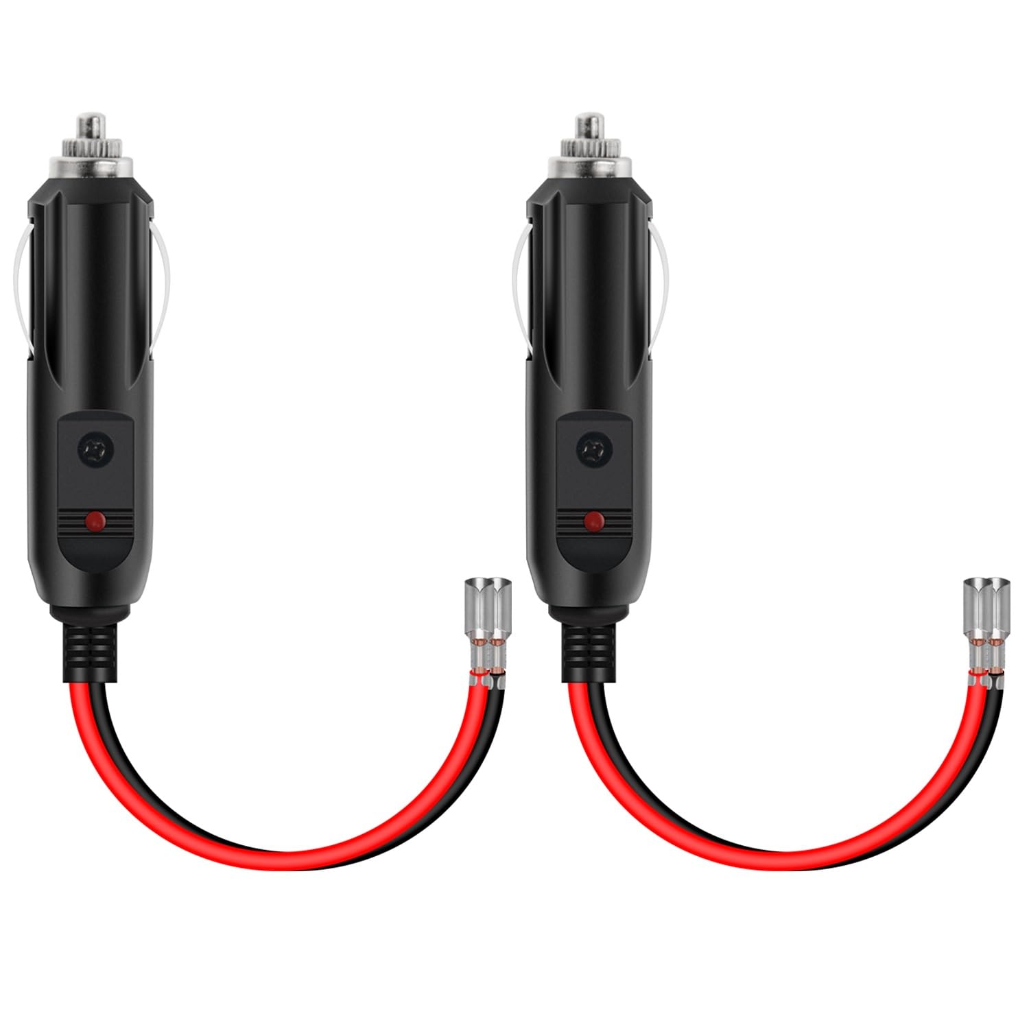Nilight 10028W 2 Pack Cigarette Lighter Male Plug With Leads 10Amp Fuse With Led Light Car Replacement Cigar Male Socket Plug Ex