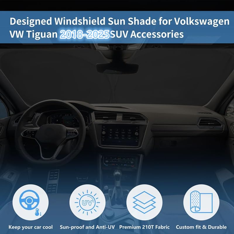 Upgraded Windshield Sun Shade Window Sunshade For 2025 2024 2023 2022 2021 2020 2019 2018 Vw Tiguan Accessories Preferred Premiu