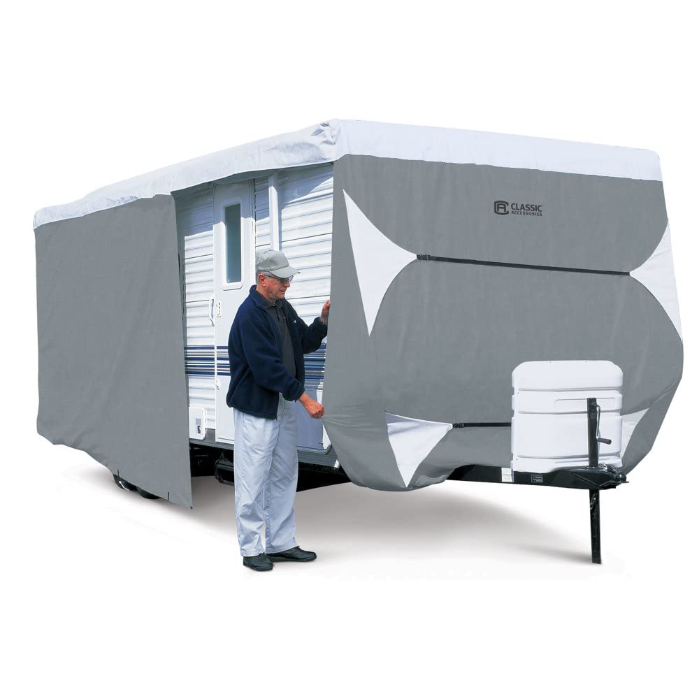 Classic Accessories Over Drive PolyPRO3 Deluxe Travel Trailer/Toy Hauler Cover, Fits 15'-18' RVs, RV Cover, Camper Cover, Travel