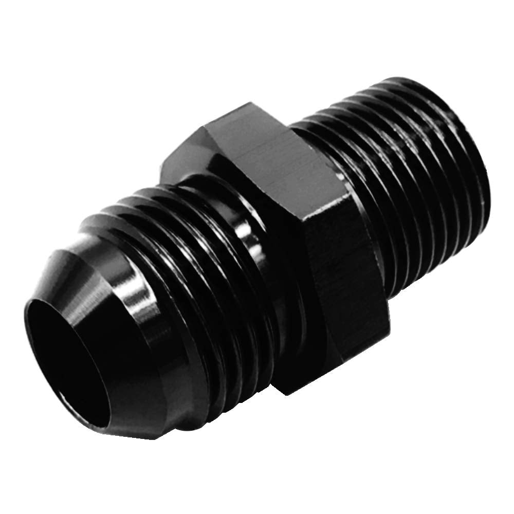 12AN Flare to 1/2'' NPT Pipe Hose Adapter Fitting Aluminum AN12 Male Flare to 1/2 NPT Male Thread Black Anodized