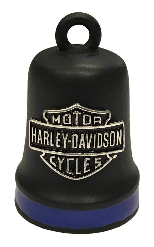 Harley-Davidson Bar & Shield Ride Bell, Matte Black W/Blue Stripe Hrb096