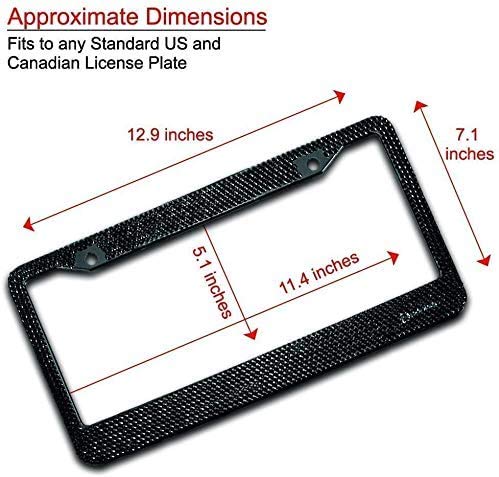 Bling Bling License Plate Frames -2 Pack-8 Row Pure Handmade Waterproof Glitter Rhinestones Crystal License Frames Plate For Car