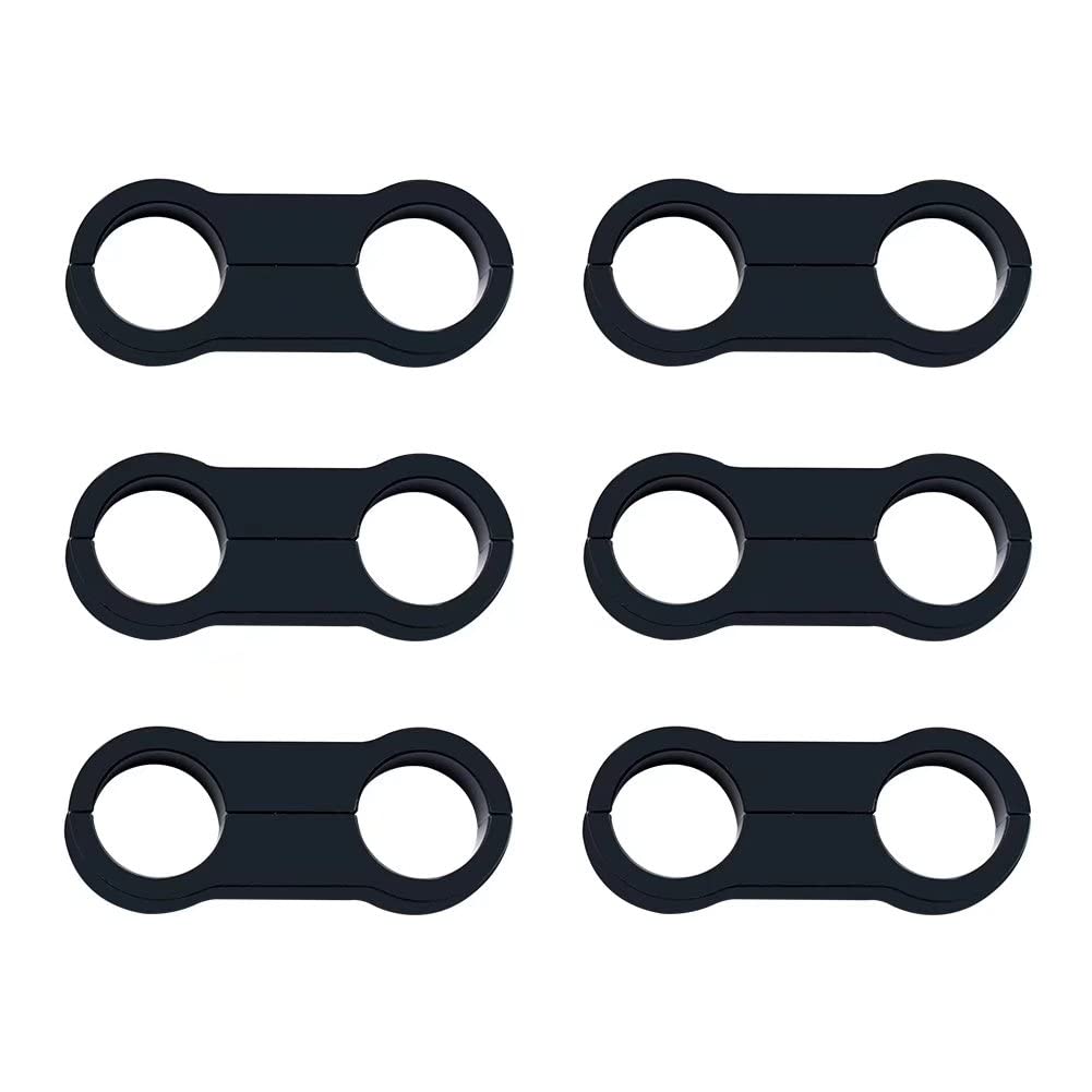 6AN Black Hose Aluminum Clamp-AN6 Hose Separator Fuel line Mounting Clamps Aluminum Hose Fitting Adapter Great for 3/8 Fuel Hose