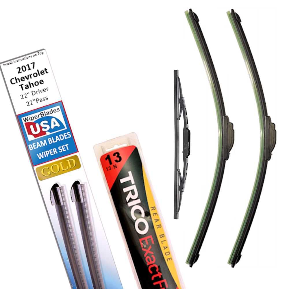 Beam Blade Wipers Replacement Set For 2017 Chevrolet Tahoe W/Rear - Wiperbladesusa Gold Beam Wiper Blades Wipers Set