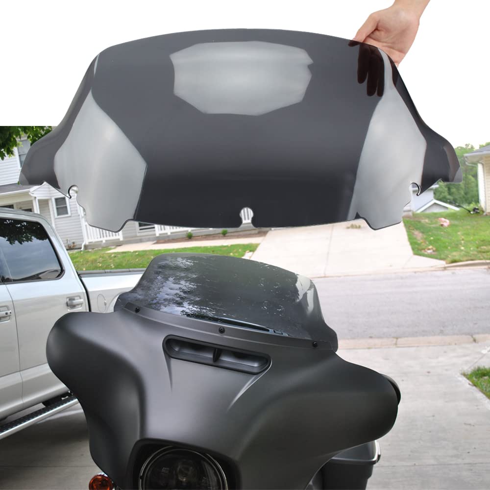 WYNMOTO 10.5'' Smoke Wave Windshield Windscreen Wind Splitter Compatible for 2014-2023 Harley Davidson Touring Street Glide Elec