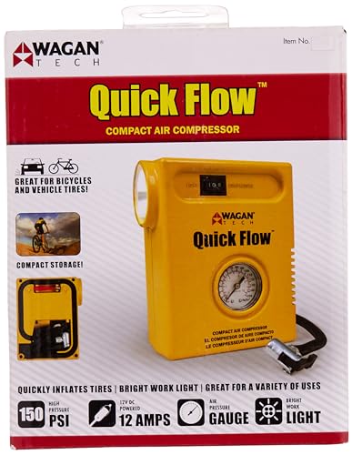 Wagan EL7302 12V DC Digital Set Air Compressor 120 PSI with LED Work Light Portable Tire Inflator Air Pump for Car, Trucks, Motorcycles and Other Inflatables