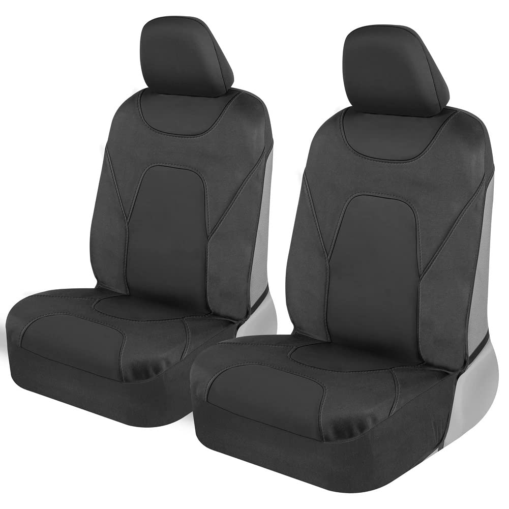 Motor Trend Aquashield Car Seat Covers For Front Seats, Black - Two-Tone Waterproof Seat Covers For Cars, Neoprene Front Seat Co
