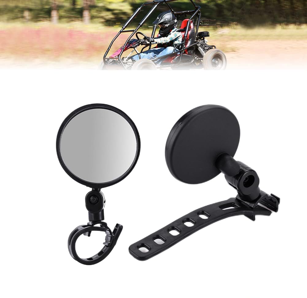 Qymoto Go Kart Mirrors Side Rear View Mirror For Coleman Kt196, Trail Master,Universal Fit 1/2''-1.37'' Diameter Handle Bar, 2Pcs Left And Right Adjustable 360 Degree Rotatable Convex Mirrors