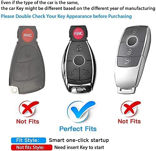 Qbuc For Mercedes Benz Key Fob Cover, Key Fob Case For Mercedes Benz C E M S Cls Clk Glk Glc G Class, Tpu Full Protection Key Fob Shell Compatible Keyless Smart Key Fob(Sliver)