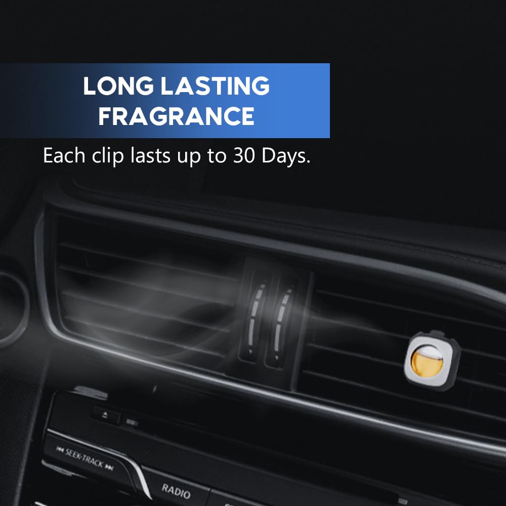 Air Jungles French Osmanthus Scent Car Air Freshener Clip, 6 Vent Clips, 4Ml Each, Long Lasting Air Freshener, Up To 180 Days Ca