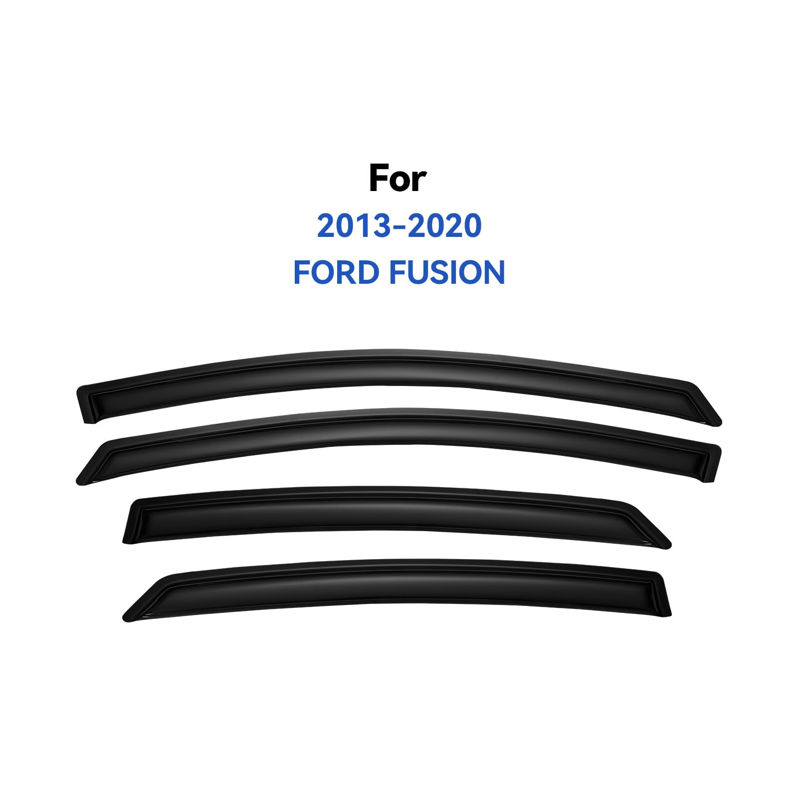 Window Visors Rain Guards for 2013 2014 2015 2016 2017 2018 2019 2020 Ford Fusion, Out-Channel Window Vent Wind Deflectors Visor