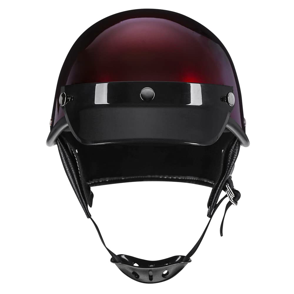 Woljay Motorcycle Retro Half Helmet Bicycle Scooter Moped Jet Motorbike Helmet DOT Certified (X-Large, Red)