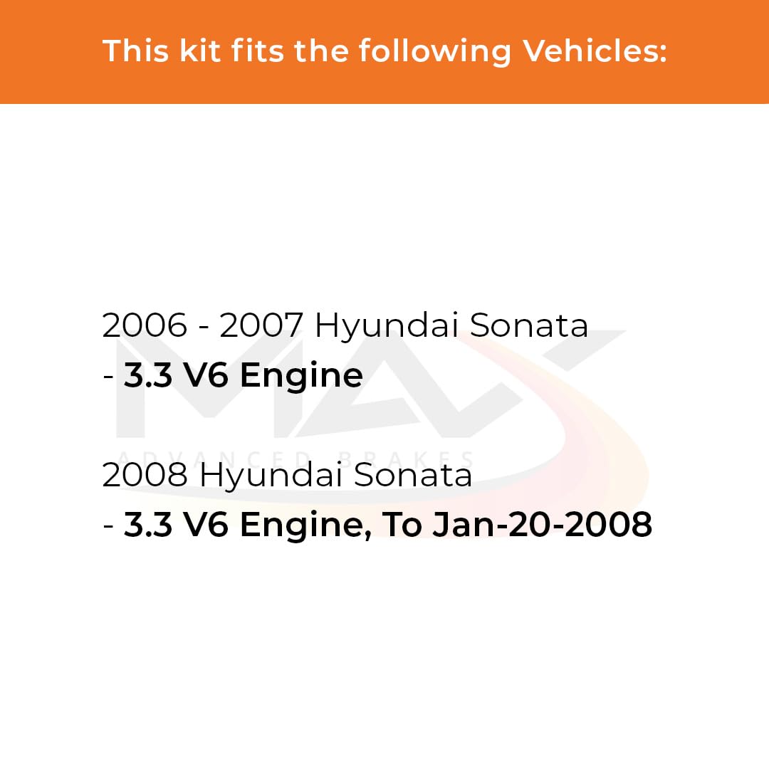 Max Advanced Brakes Rear Brake Kit Compatible With 2006 2007 2008 Hyundai Sonata W/3.3 V6 Engine Replacement Premium Oe Disc Bra