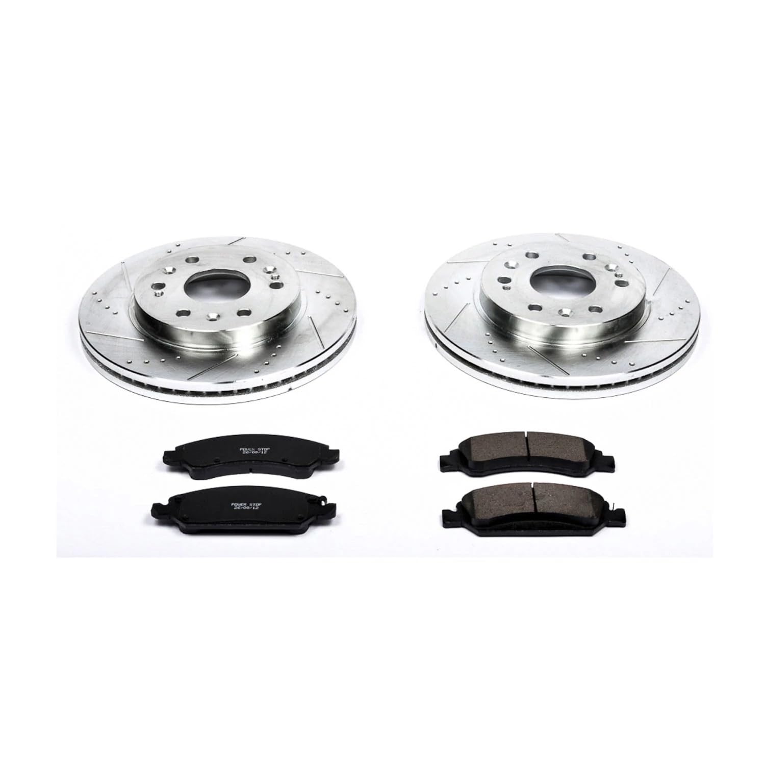 Power Stop K2069 Front Z23 Carbon-Fiber Ceramic Brake Pads and Drilled Slotted Rotors Brake Kit For Chevy Silverado 1500 Express