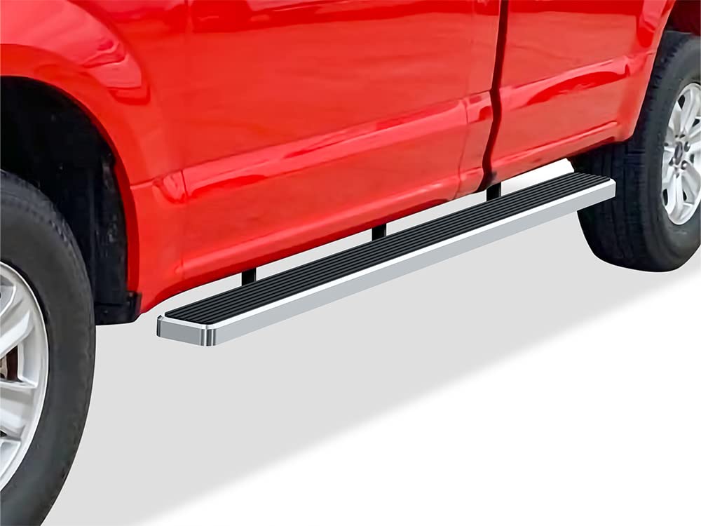 APS (Polished 304 Stainless Steel 5in Wheel to Wheel Running Boards Nerf Bars Side Steps Compatible with Ford F150 2015-2025 Reg