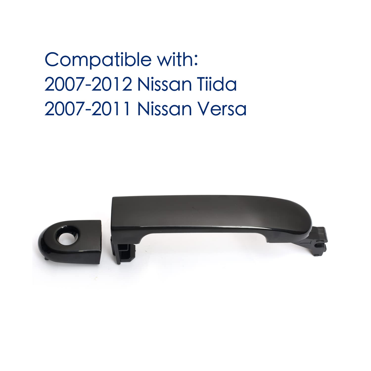 Lcyolada Exterior Door Handle For Nissan Versa 2007-2012, Front Left Driver Side With Keyhole Replaces Ni1310130 82363,Black