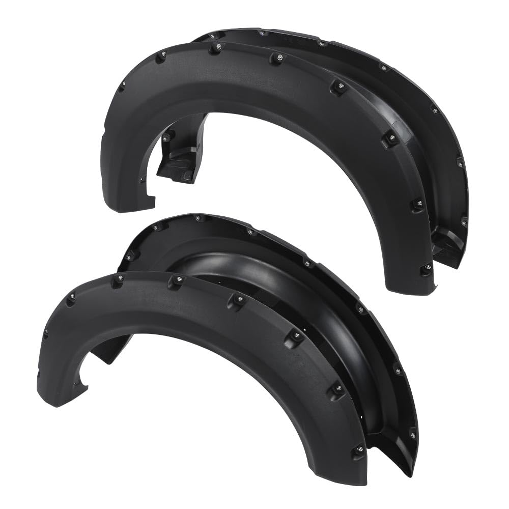 PIT66 Pocket Rivet Style Textured Black Wheel Fender Flares Cover Compatible with Ford F150 2009-2014 Styleside with 67.0 / 78.8