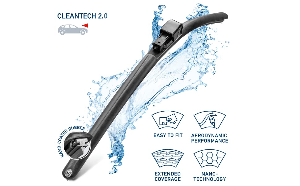 Hella Oe Quality 18 Inch All Seasons Nano-Coated Rubber Cleantech Wiper Blade (Single Blade) Fits Select Domestic, Asian And Eur