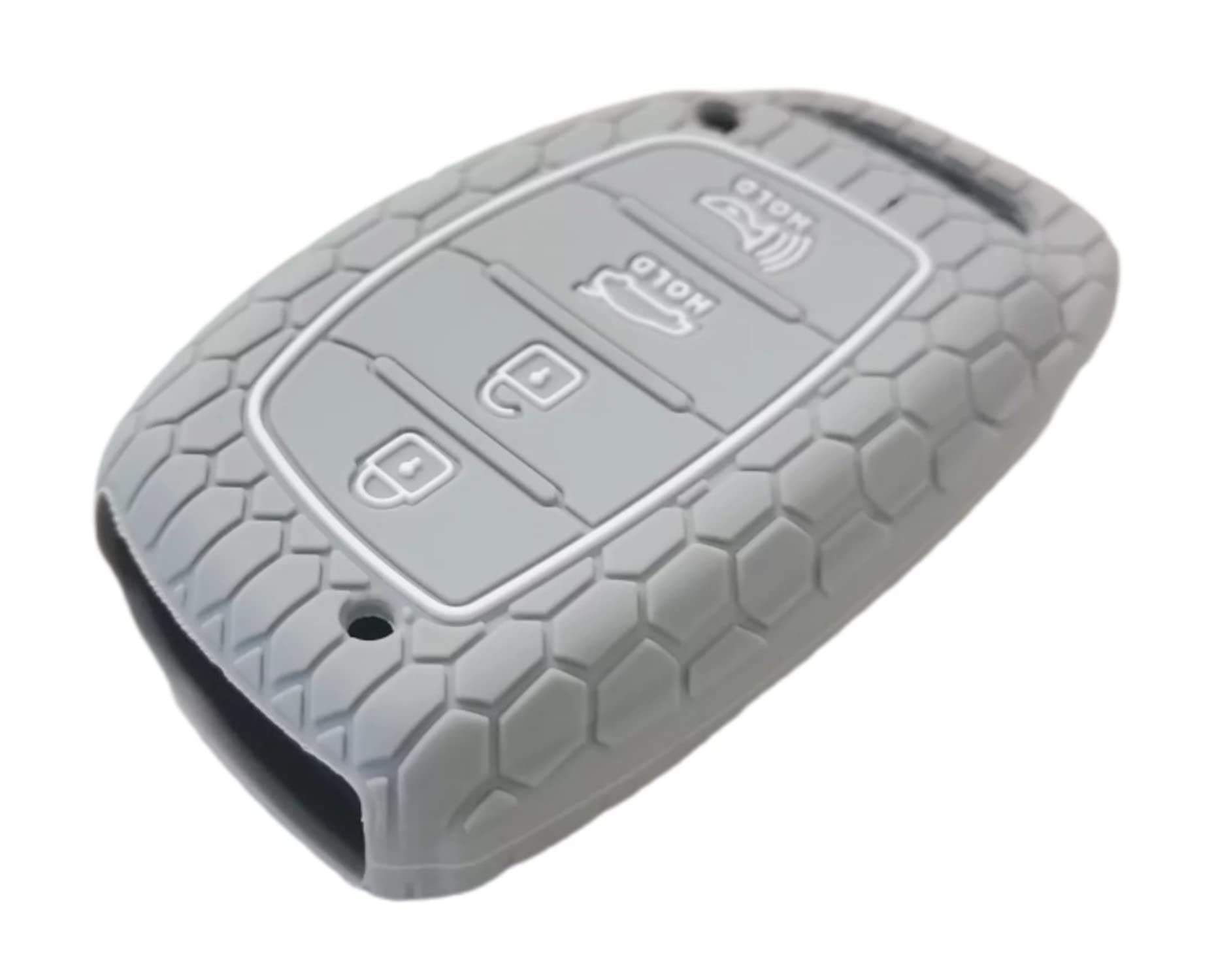 Reprotecting Silicone Rubber Key Fob Cover Compatible With 2016-2021 Hyundai Elantra Elantra Gt Ioniq Sonata Tucson Sy5Mdfna433《Not For Keys With Eject/Fold Buttons》(4 Button Smart Key, Black Grey)