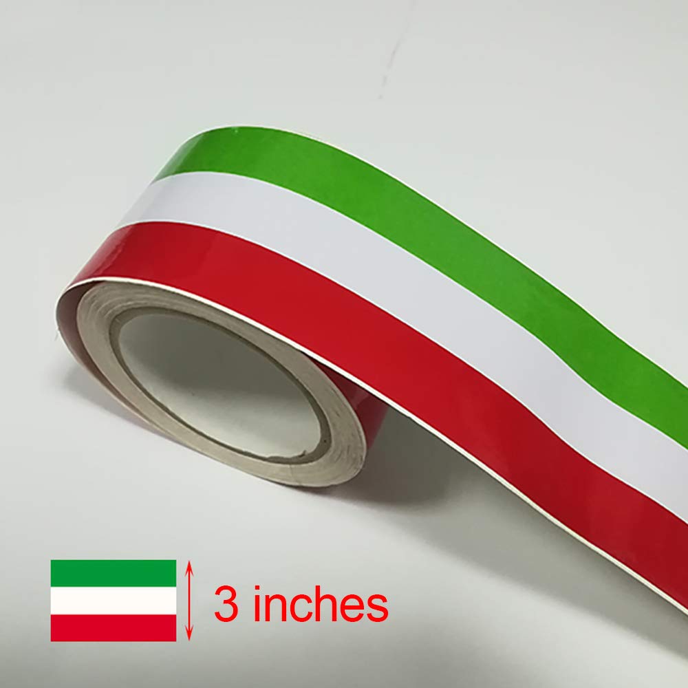 Lzlrun 3Inches X 118Inches Stripes Rally Side Hood Racing Motorsport Vinyl Decal Sticker Strip Bumper Engine Cover (Italian Flag Stripe Decal Sticker)