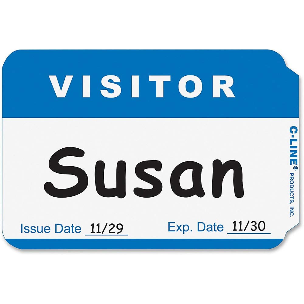 C-Line Self-Adhesive Name Badges, 2 X 3-1/2, Blue, 100/Box (92245)