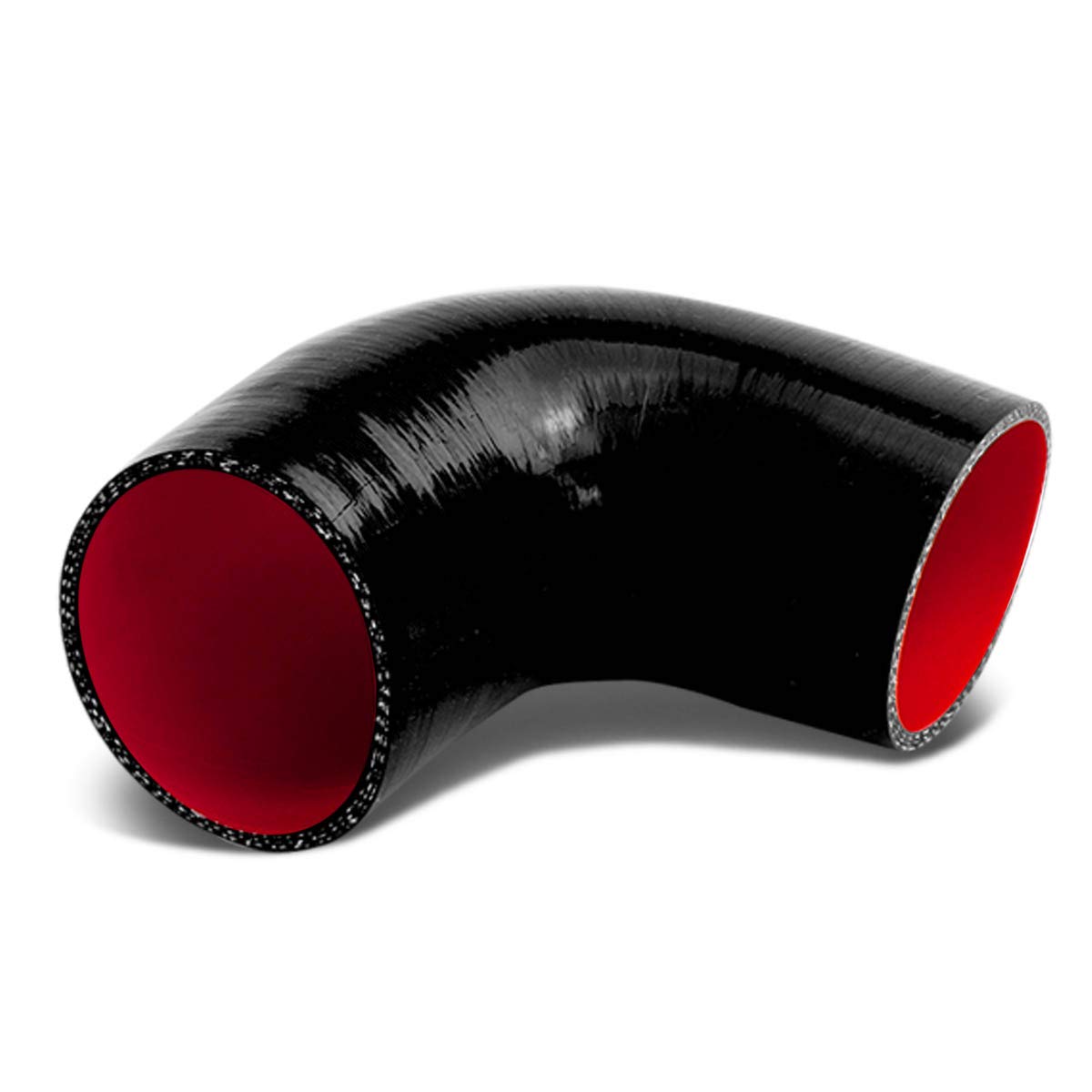Auto Dynasty 2.75 Inches To 3 Inches 90 Degree Elbow Turbo/Intercooler/Intake Piping Coupler Reducer Silicone Hose, (Black & Red