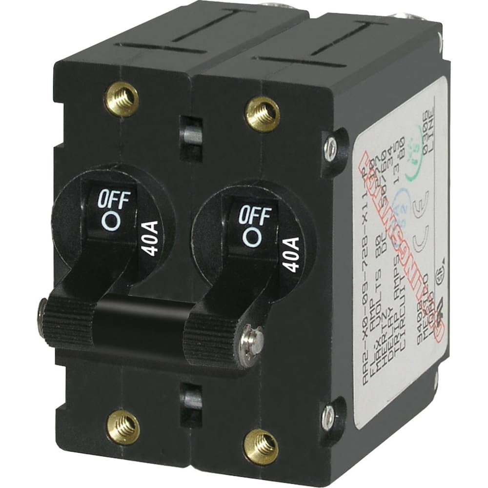 Blue Sea Systems A-Series Black Toggle Double Pole 40A Circuit Breaker