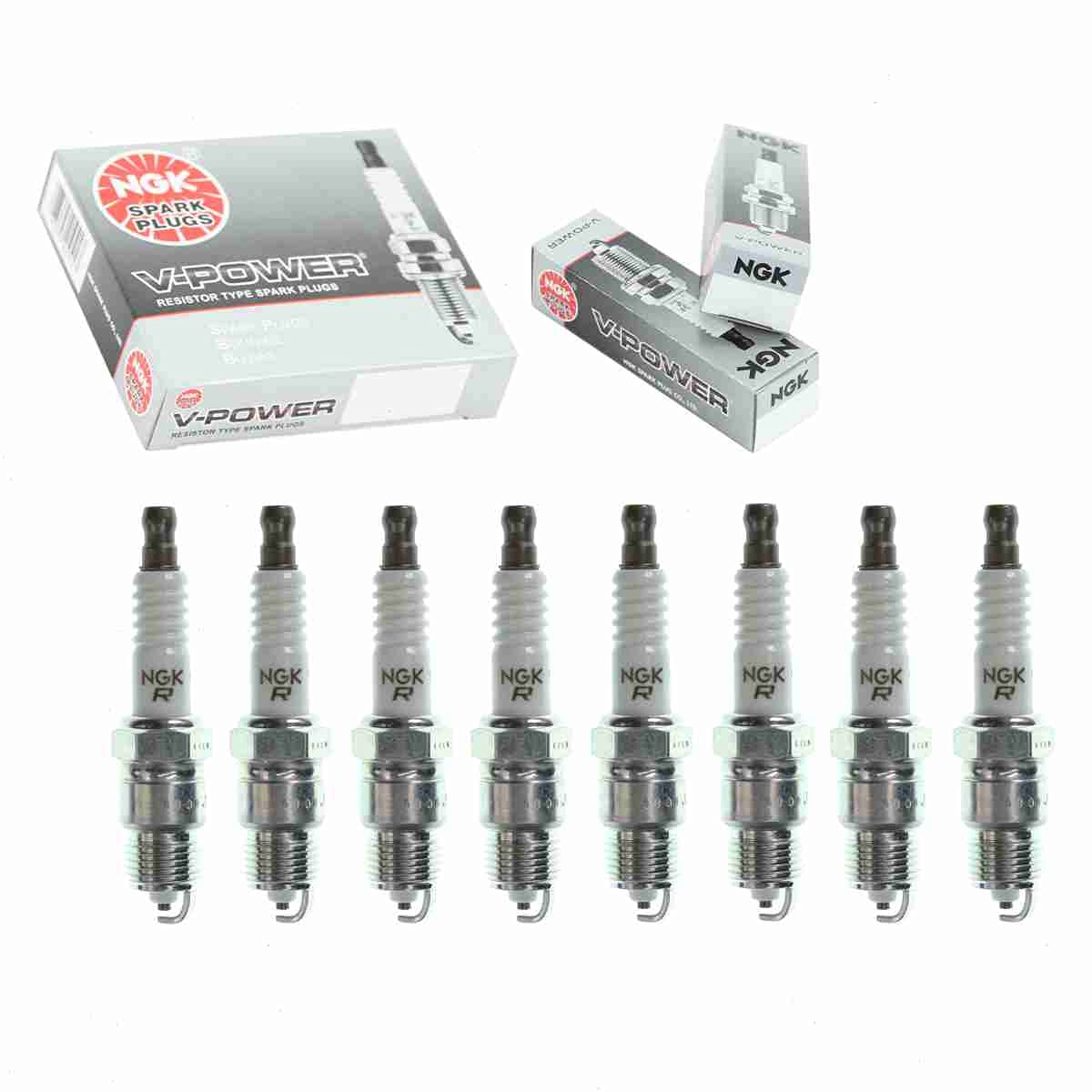 8 pc NGK V-Power Spark Plugs compatible with Ford F-250 5.0L 5.8L 6.6L 7.5L V8 1973-1996