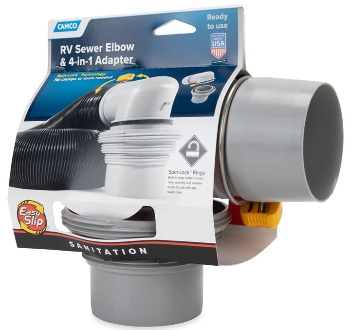 Camco 39144 Easy Slip Sewer Elbow & 4-In-1 Adapter