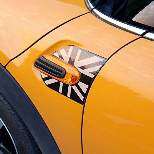 Xotic Tech 2X Side Exterior Fender Scuttles Union Jack Style Decal Stickers Replacement Decoration Accessories,Compatible With Mini Cooper F55 2015+,F56 2014+(Black)