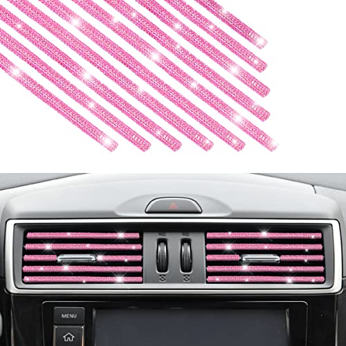 Aukepo 10 Pcs Most Car Air Vent Outlet Trim,Bling, Rhinestone Air Conditioner Decoration Strip, Universal Bendable,Interior Acce