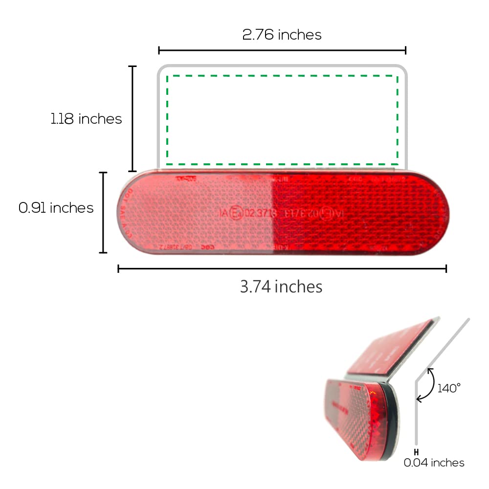 [Bar Autotech] Universal Motorcycle Safety License Plate Stick-On Reflector Mount Stainless Bracket (07_G-[3.66×0.91 In.]-40°)