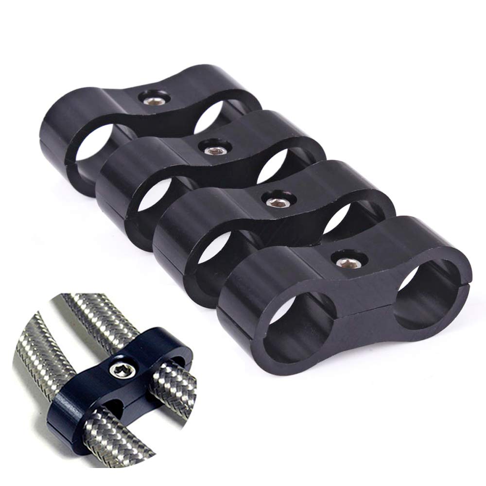 4An Hose Separator Clamp Aluminum Fuel Line Mounting Clamp Divider Hose Fitting Adapter Fit For 1/4 Fuel Line, Oil Line, Brake L