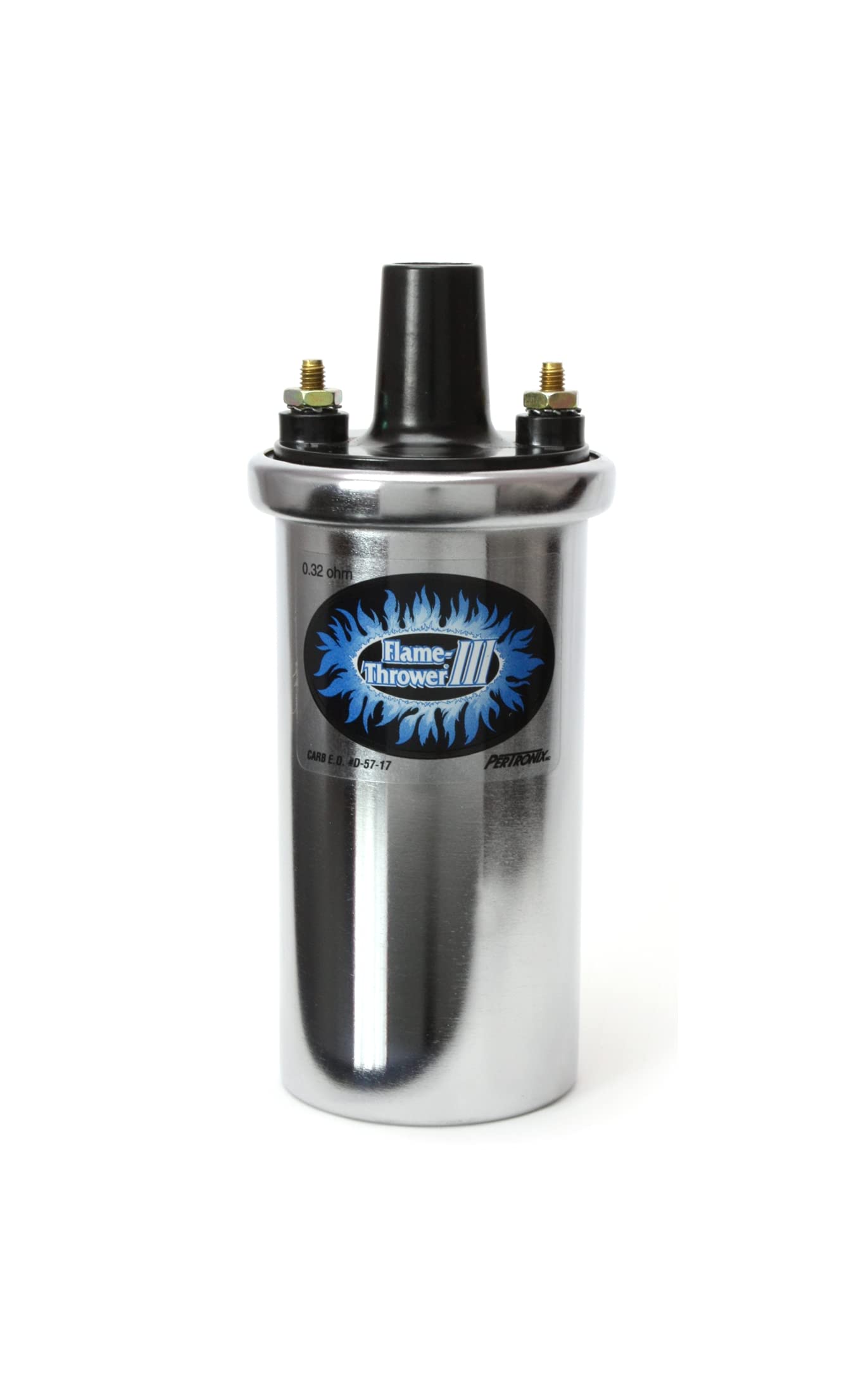 Pertronix 44001 Flame-Thrower III Ignition Coil, 45,000 Volt 0.32 Ohm, 12 Volt, Chrome