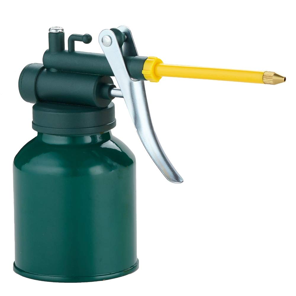 Usunrise Oil Can Pump Oiler Can-8Oz. Green Metal Can Bottle With Flexible And Straight Spout