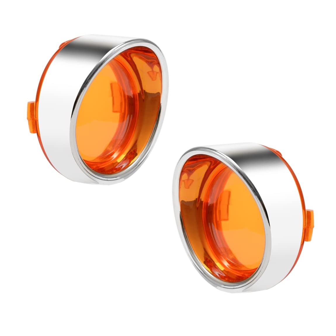 Pbymt Turn Signal Lens Cover With Chrome Visor 2'' Bullet Yellow Turn Signal Lens Cover Compatible For Harley Softail Dyna Road