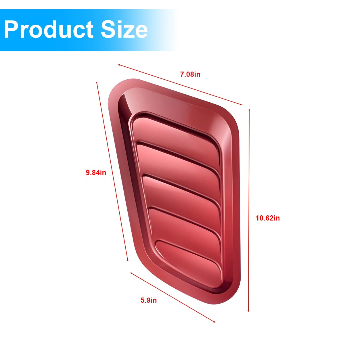 Blilo Car Hood Vents, 2Pcs Universal Hood Air Vents For Car Hood Scoop, Bonnet Vent Hood Air Intake Trim Cover (Red)