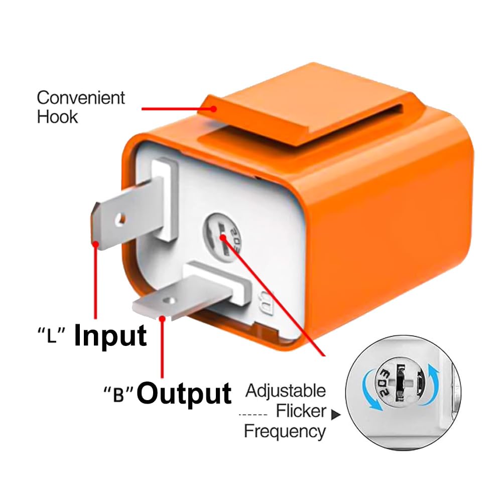 Gebildet 4Pcs 12V 2-Pin Universal Flasher Relay, Auto Motorcycle Led Turn Signal Flasher, Speed Adjustable Electronic Turn Signa