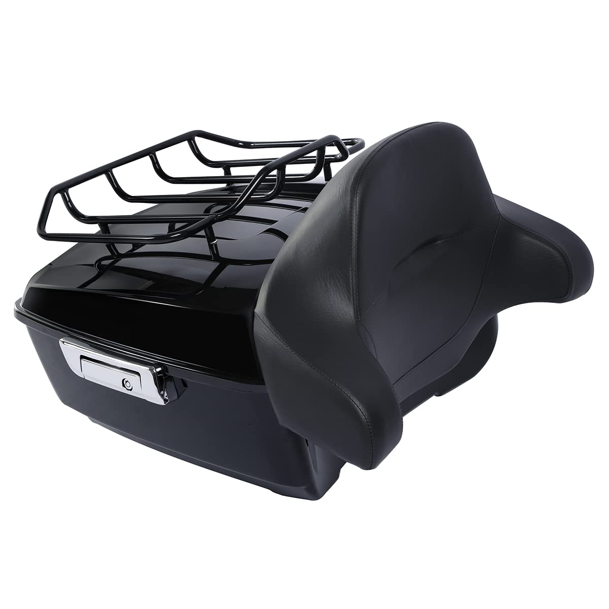 Tct-Motorparts Matte Black 13.7'' King Tour Pack Pak Trunk & Around Backrest Top Luggage Rack Fit For Harley Touring Road King Flhr Street Glide Road Glide Electra Glide Standard 1997-2023