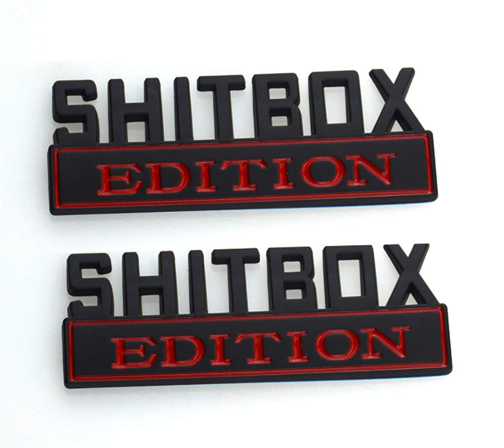 Pair Set SHITBOX EDITION emblem 3D Fender Badge Decal Car Truck Replacement for F150 F250 F350 Chevy Silverado 1500 2500 Chevrol