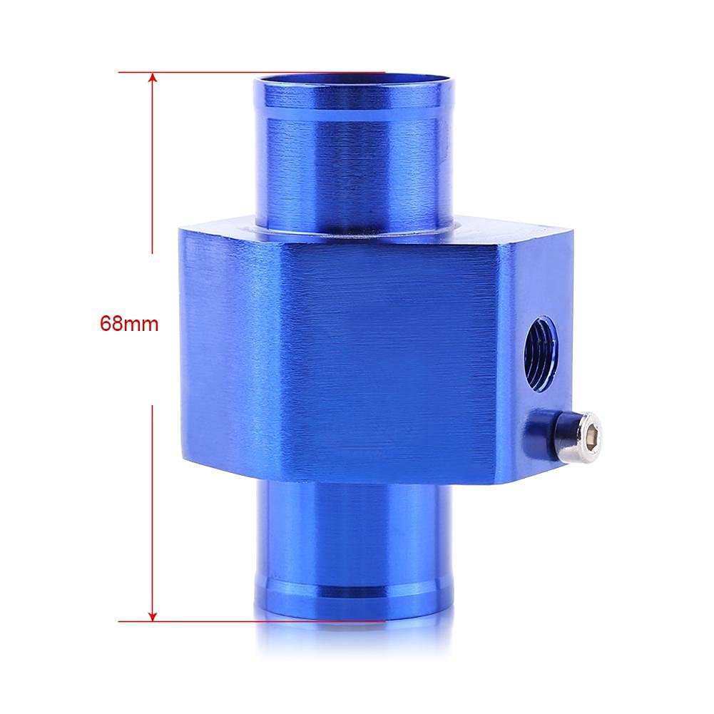 38mm Radiator Temperature Joint Pipe, Keenso Aluminum Water Temp Meter Temperature Gauge Joint Pipe Radiator Hose Adapter, Blue