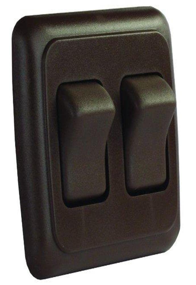 Jr Products 12145 Brown Double Spst On-Off Switch With Bezel